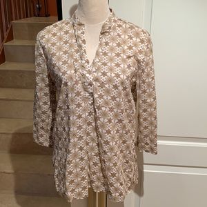 WHITE STAG.Beige/Cream Tunic w/ Floral prints. Clear sequins on border o…